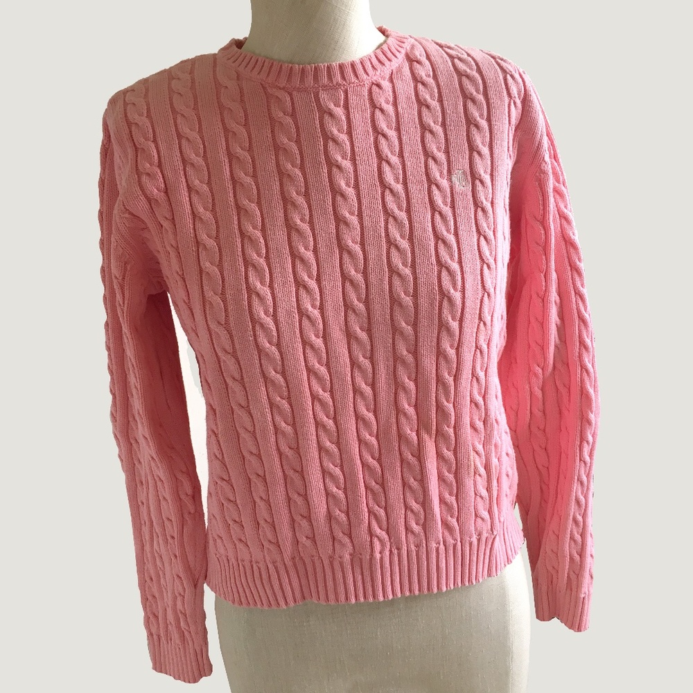 Women's pink Ralph Lauren cable knit sweater